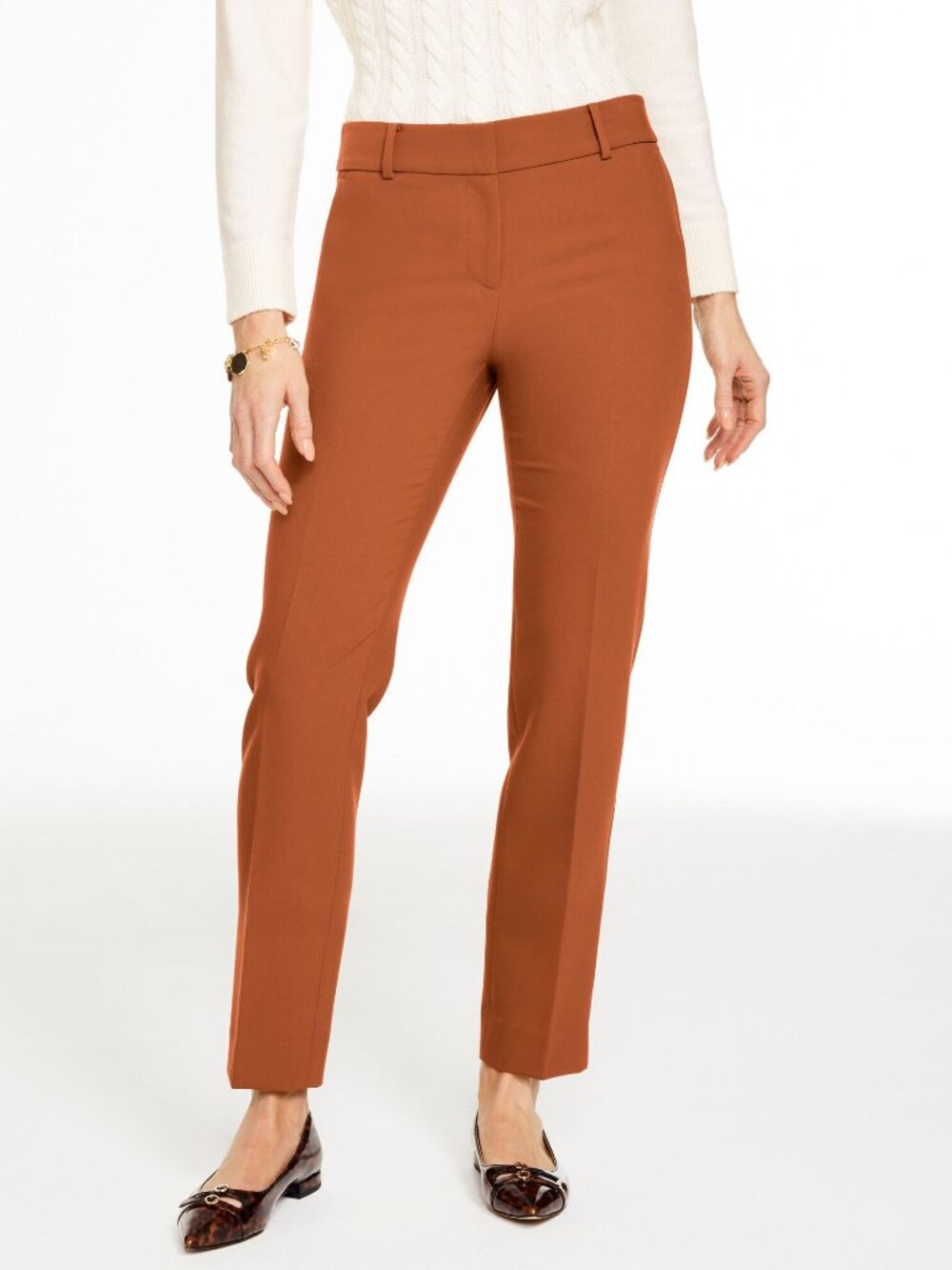NWT Talbots Women Size 4P 10P or 16P Brown Hampshire Straight Ankle Pants NEW